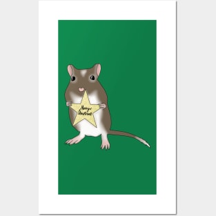 Cute brown gerbil says merry Christmas Posters and Art